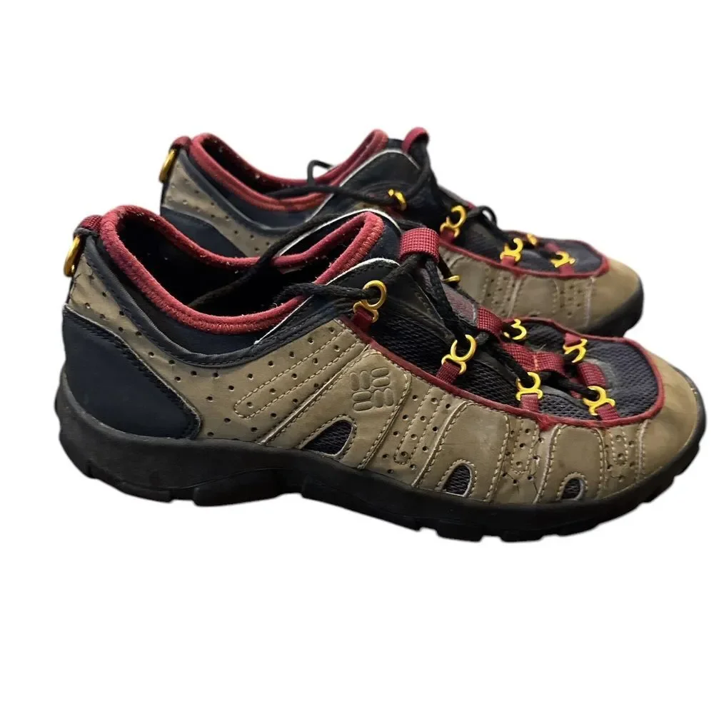 COLUMBIA Mens‎ Red, Navy & Tan Suede Water Shoes Snake River Trainer Size 12.5